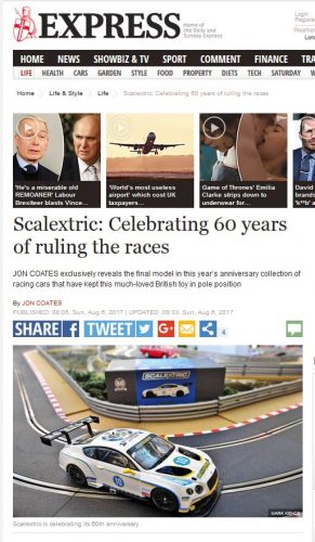 Daily Express - Scalextric 60th feature - 6th Aug pg 1